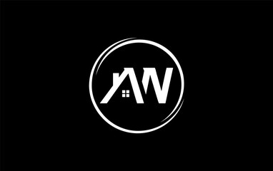 Real estate logo design circle icon and real estate symbol and flat house window circle monogram