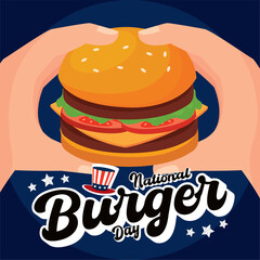 Isolated cartoonish hamburger Colored burger day template Vector