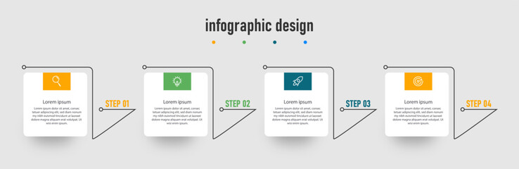 Business infographic element with 4 options, steps, number template design 