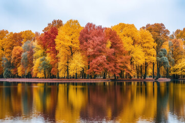 Autumn lake with colorful trees