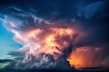 Fototapeta na wymiar Lightning bolt in a stormy sky
