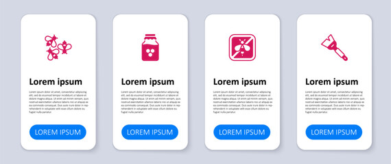 Set Beekeeping brush, Stop bee, Jar of honey and Bees. Business infographic template. Vector