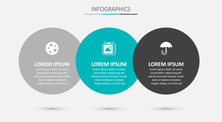 Set Weather forecast, Moon and Umbrella. Business infographic template. Vector