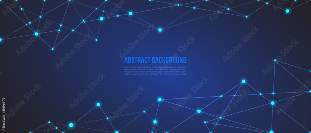Wall mural abstract background and geometric pattern with connecting the dots and lines. networking concept, in