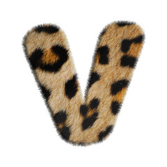 3D Fur Leopard Alphabet V