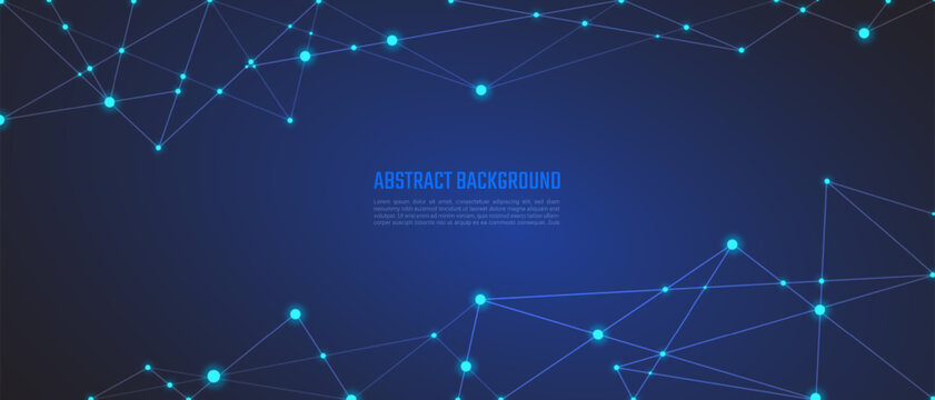 Abstract background and geometric pattern with connecting the dots and lines. Networking concept, internet connection and global communication for banner design or header