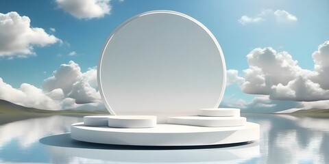 Abstract white 3D podium,digital illustration generative AI