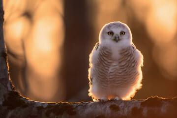 Beautiful Baby Snowy Owl. Generative AI.