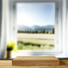 Desk of free space and window background. 