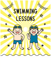 水泳　スイミングスクール　子ども　イラスト　チラシ