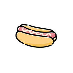 hot dog bun icon, food symbol illustration.