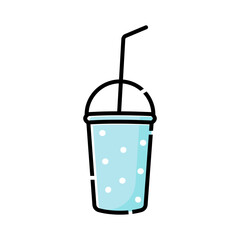 cold drink plastic cup icon, drink symbol illustration.