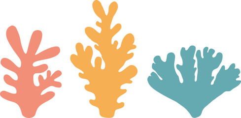 Set sea coral vector illustration