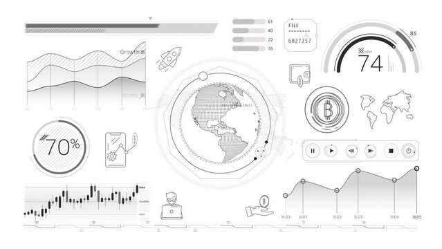 Animated infographics on the theme of bitcoin growth.