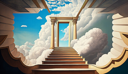 Stairway leading to heaven. Steps to the clouds