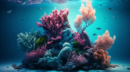 Fototapeta na wymiar Ocean coral reef underwater. Sea world under water background