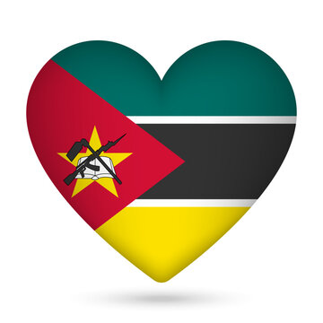 recommend clip art: Mozambique flag in heart shape. Vector illustration.