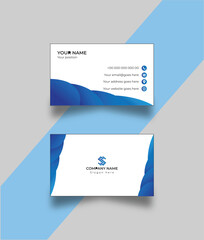 Blue business card,Corporate presentation simple clean layout design template,Name card.