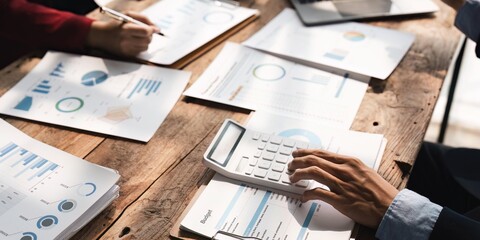 teamwork business people accounting concept financial, tax, budget, income, calculation in office