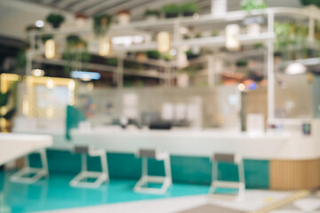 Abstract blur background of retail business shop, store. Defocused bokeh of Interior inside mall market building, indoor department office.