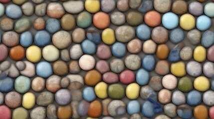 Seamless Texture of Rounded Multi-Colored Marble Stone