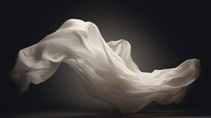 tissu blanc en mouvement, généré par IA - obrazy, fototapety, plakaty