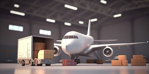 Fototapeta premium logistics cargo and delivery industry concepts with package and service system.business economy demand and supply.generative ai technology