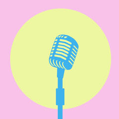 Retro microphon blue,pink,yellow
