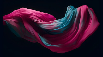 tissu rose et turquoise en mouvement, généré par IA