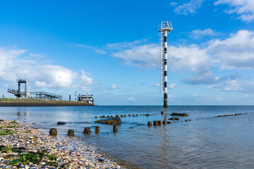 View of the harbor of Vlieland where the ferry to the mainland is about to leave