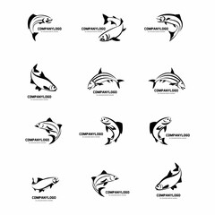 set of fish logo vector icon