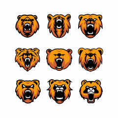 set of bear head logo vector icon