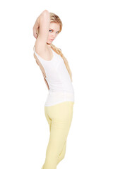 Fototapeta premium Beauty, fashion and portrait of woman on png, isolated and transparent background in trendy clothes. Sensual, style and beautiful face of female model pose with cosmetics, natural makeup and glamour