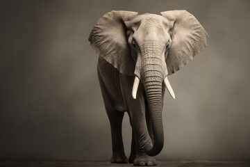 Obraz premium African elephant studio shot over gray background. Generative AI