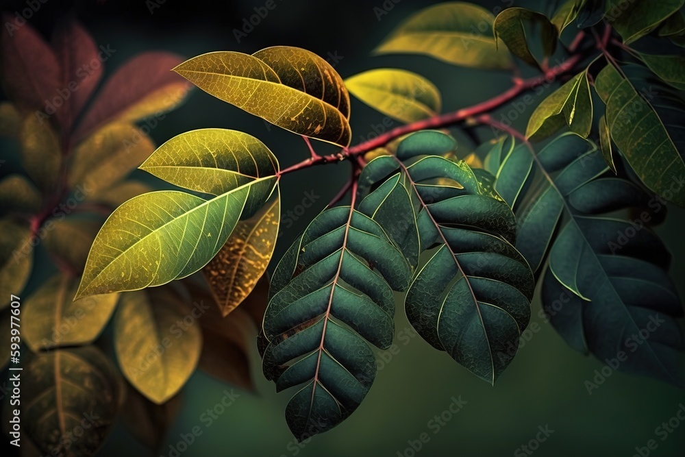 Poster trees with green foliage in the fall generative ai