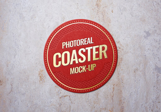 Coaster Mockup Template Restaurant Pub Cafe Bar Beer Round