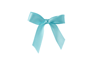 Light blue satin silk ribbon tied bow isolated transparent png