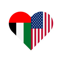 unity concept. heart shape icon with united arab emirates and american flags. vector illustration isolated on white background