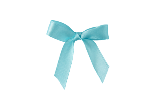 Light blue satin silk ribbon tied bow isolated transparent png