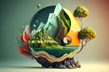 Earth day. Green world. Ecology and environmental protection concept. Generative AI