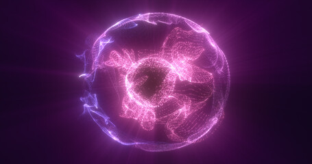 Abstract purple energy particle sphere glowing electric magical futuristic high-tech space