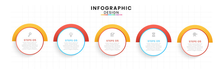 Infographic template for business. Timeline concept with 5 steps.