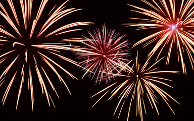Obraz premium Fireworks isolated against a black sky created with generative ai