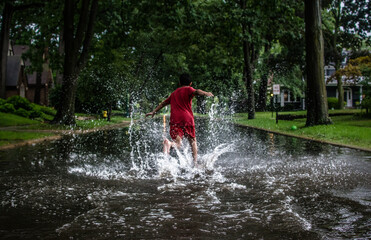 child in the rain