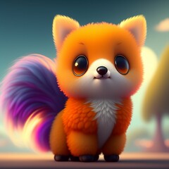 "Fluffy Rhea's Fantasy World - Cute and Adorable Cartoon Rhea with Generative AI Technology