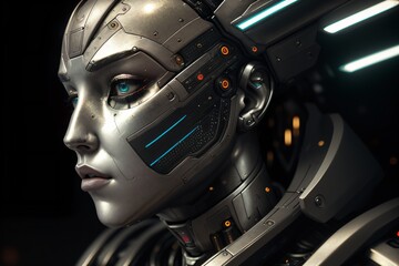 3d rendered illustration of a female robot, generative AI