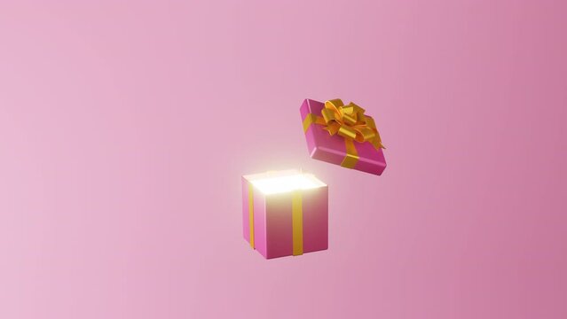 Gift box pops up and opens. 3d rendering animation. Gift give away, Mobile Marketing, earning prizes, bonus or rewards from store. online present or gift. Christmas, new year holiday, birthday