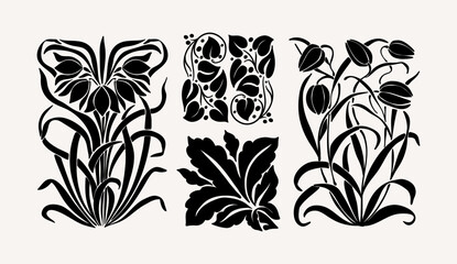 Flower market print set. Flower market poster concept template perfect for postcards, wall art, banner etc. Retro 70s, 80s, 90s botanical design.