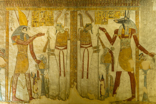Paintings in the tomb of Sethos II, Valley of the kings, Egypt