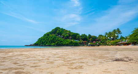 Landscape view of Kantiang Bay and beach, Ko Lanta, Thailand. Tropical island with white sand.